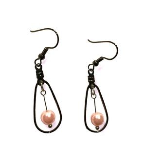 Pink Beaded Teardrop Earrings